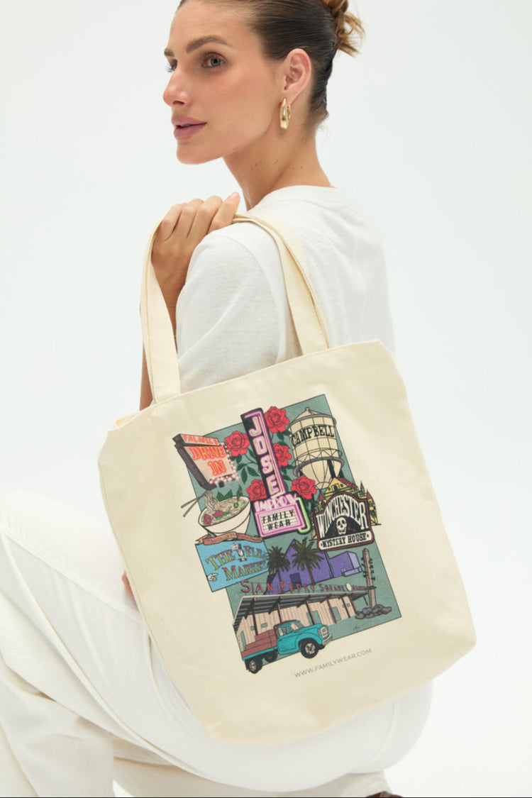 Familywear Everyday Canvas Tote -  Postcard from San Jose