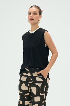 Women’s Cotton Linen Tank - Noir Black