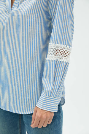 Women’s Striped Popover Blouse - FAMILYWEAR