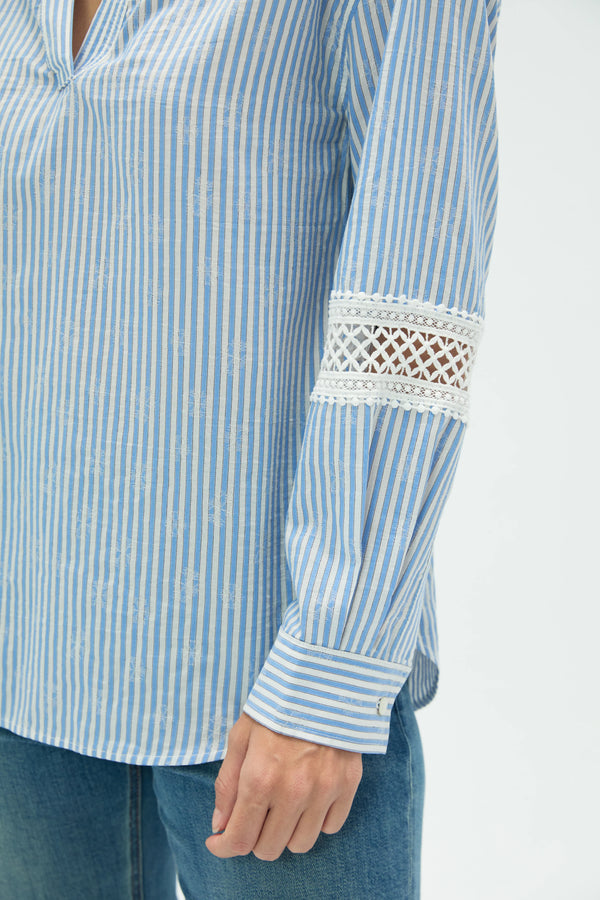 Women’s Striped Popover Blouse - FAMILYWEAR