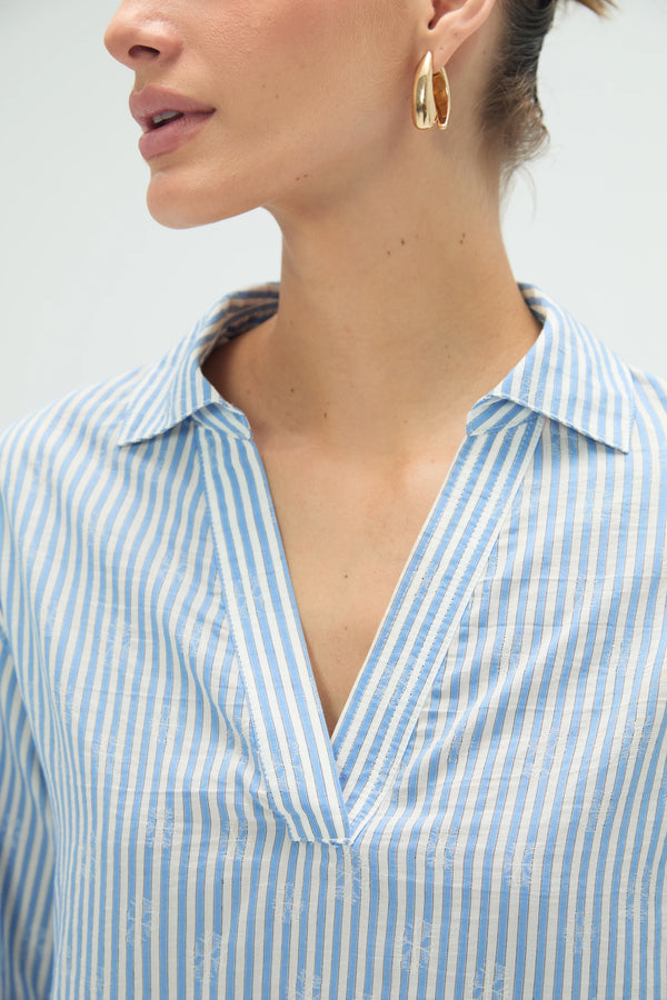 Women’s Striped Popover Blouse - FAMILYWEAR