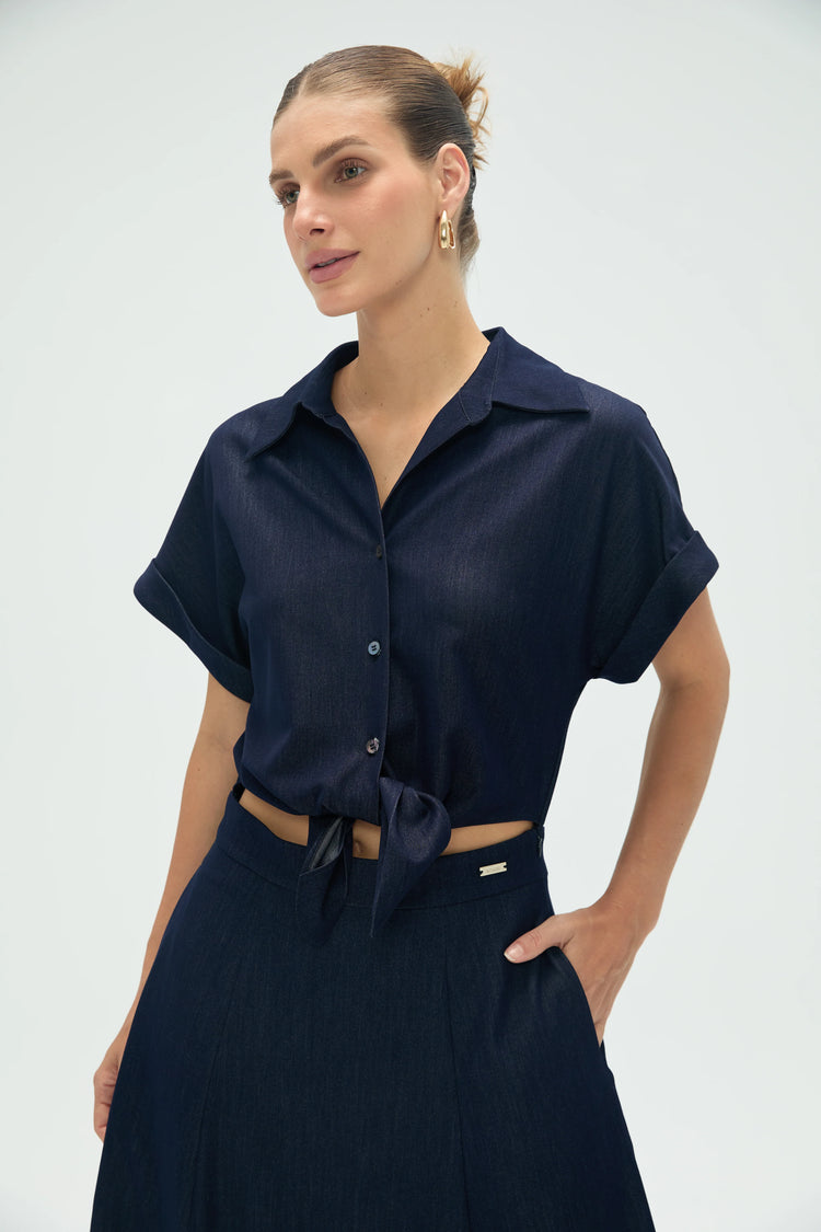 Women’s Coastal Set: Relaxed Button-Up Shirt & Flow Midi Skirt - FAMILYWEAR