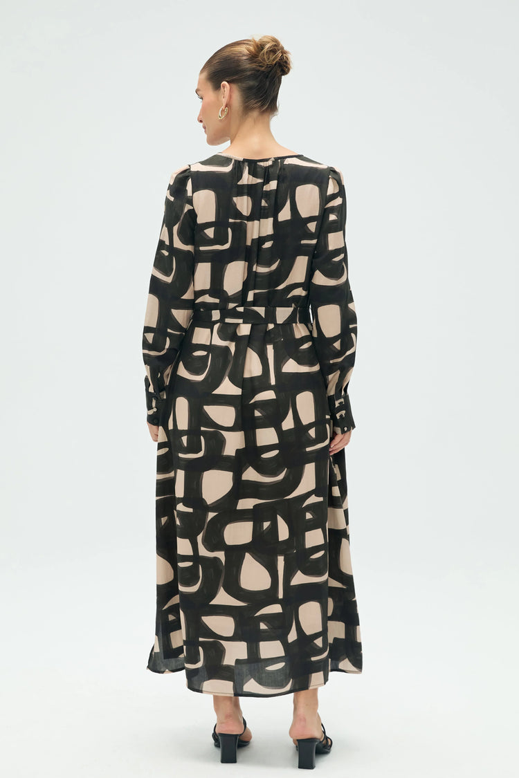 Women’s Abstract Tie-Front Midi Dress - FAMILYWEAR