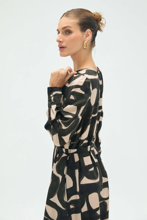 Women’s Abstract Tie-Front Midi Dress - FAMILYWEAR
