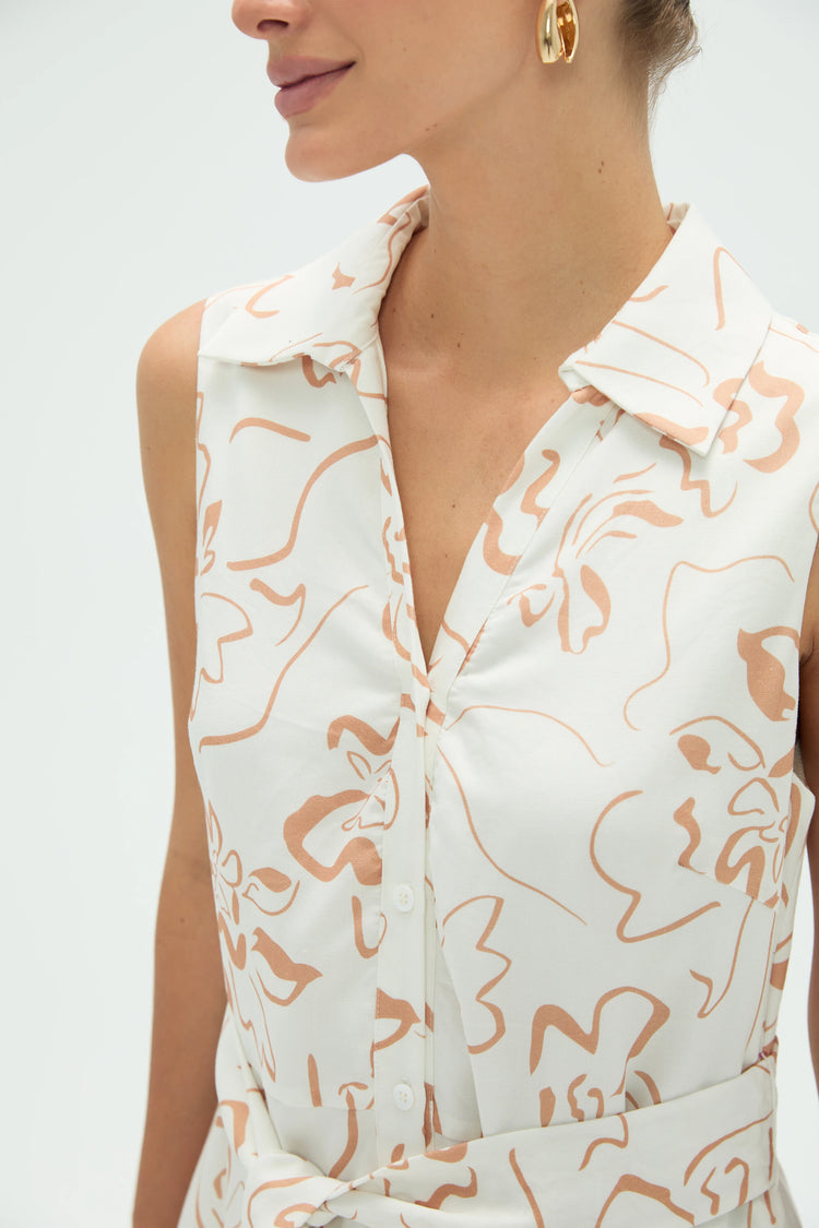 Women’s Sleeveless Shirt Dress - FAMILYWEAR