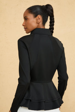 Women’s Peplum Mesh-Panel Zip Jacket - FAMILYWEAR