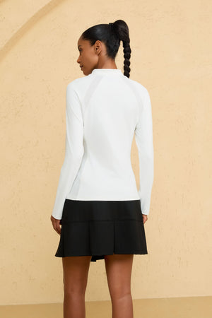 Women’s Seamline Mock-Neck Performance UPF 50+ Top - Cloud White