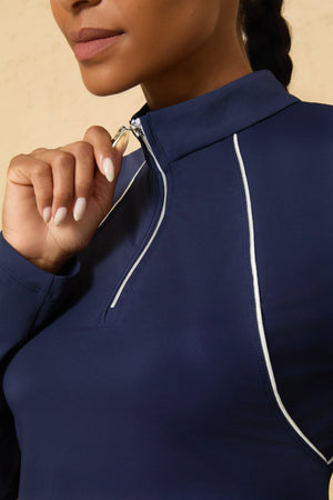 Women’s Piped Quarter-Zip Performance Top - FAMILYWEAR
