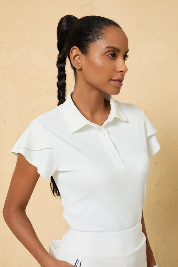 Women’s Ruffle-Sleeve Performance Golf Polo - FAMILYWEAR