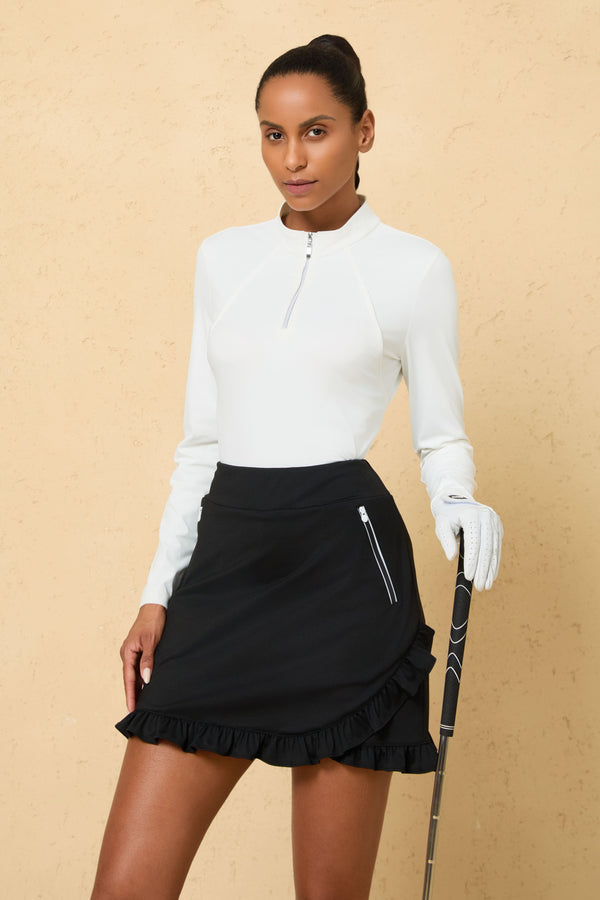 Women’s Piped Quarter-Zip Performance UPF 50+ Top - White