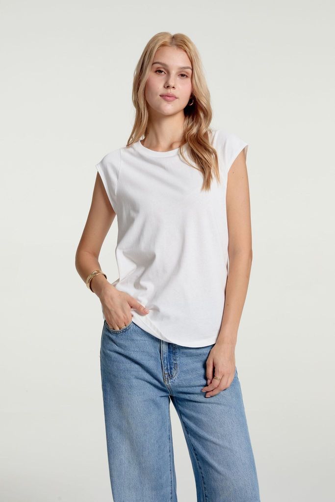 Women’s Lace-Back Cap Sleeve Tee - Porcelain White