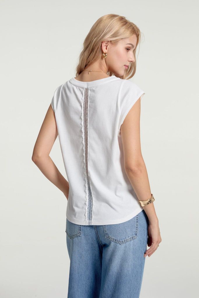 Women’s Lace-Back Cap Sleeve Tee - Porcelain White
