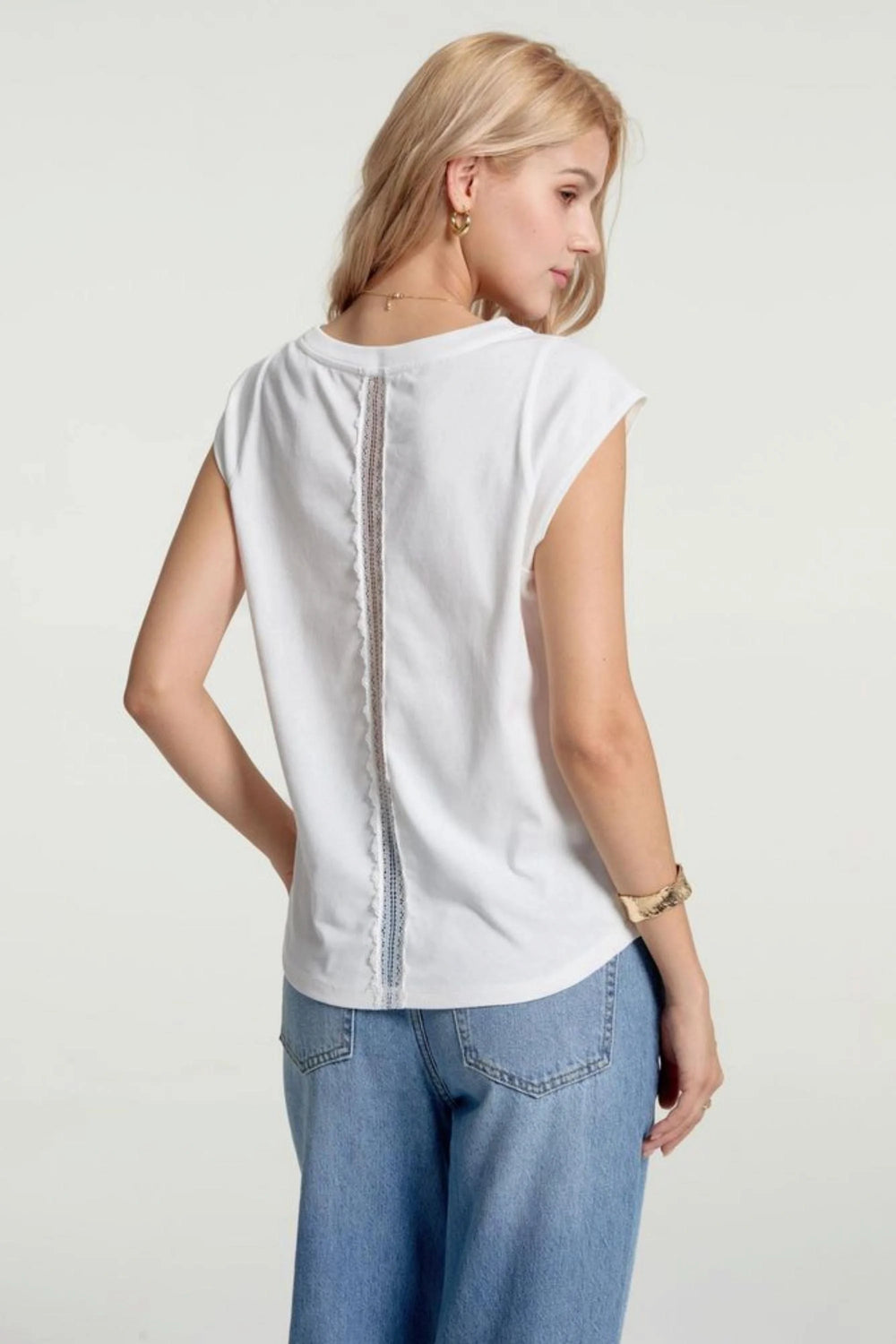 Women’s Lace-Back Cap Sleeve Tee - Porcelain White