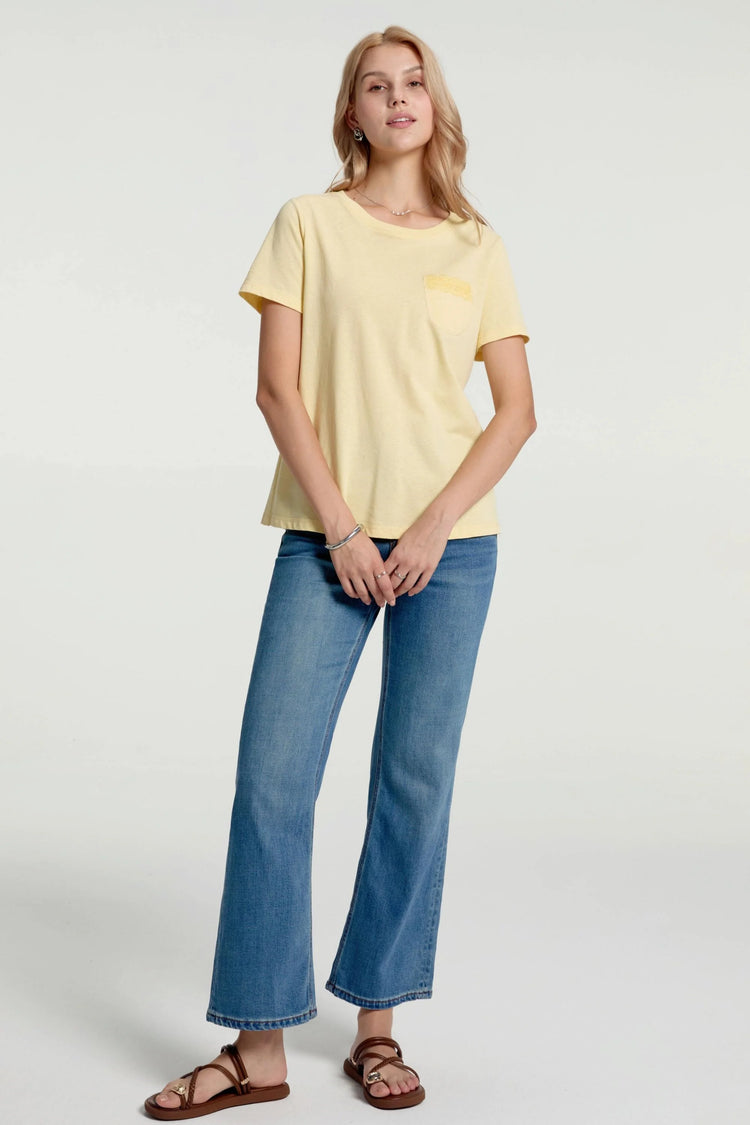 Women’s Lace-Trim Pocket Tee - Sunbeam Yellow