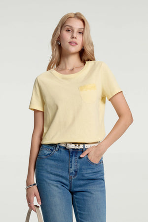 Women’s Lace-Trim Pocket Tee - FAMILYWEAR