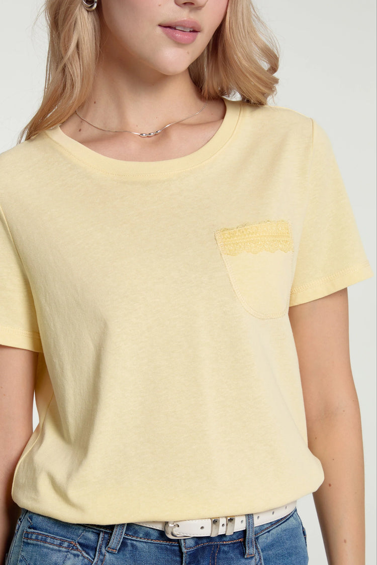 Women’s Lace-Trim Pocket Tee - FAMILYWEAR