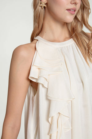 Women’s Asymmetrical Ruffle Halter Top - FAMILYWEAR