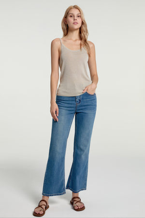 Women’s Shimmer Sheer Knit Tank - Nude Luster