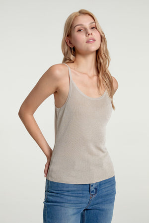 Women’s Shimmer Sheer Knit Tank - Nude Luster