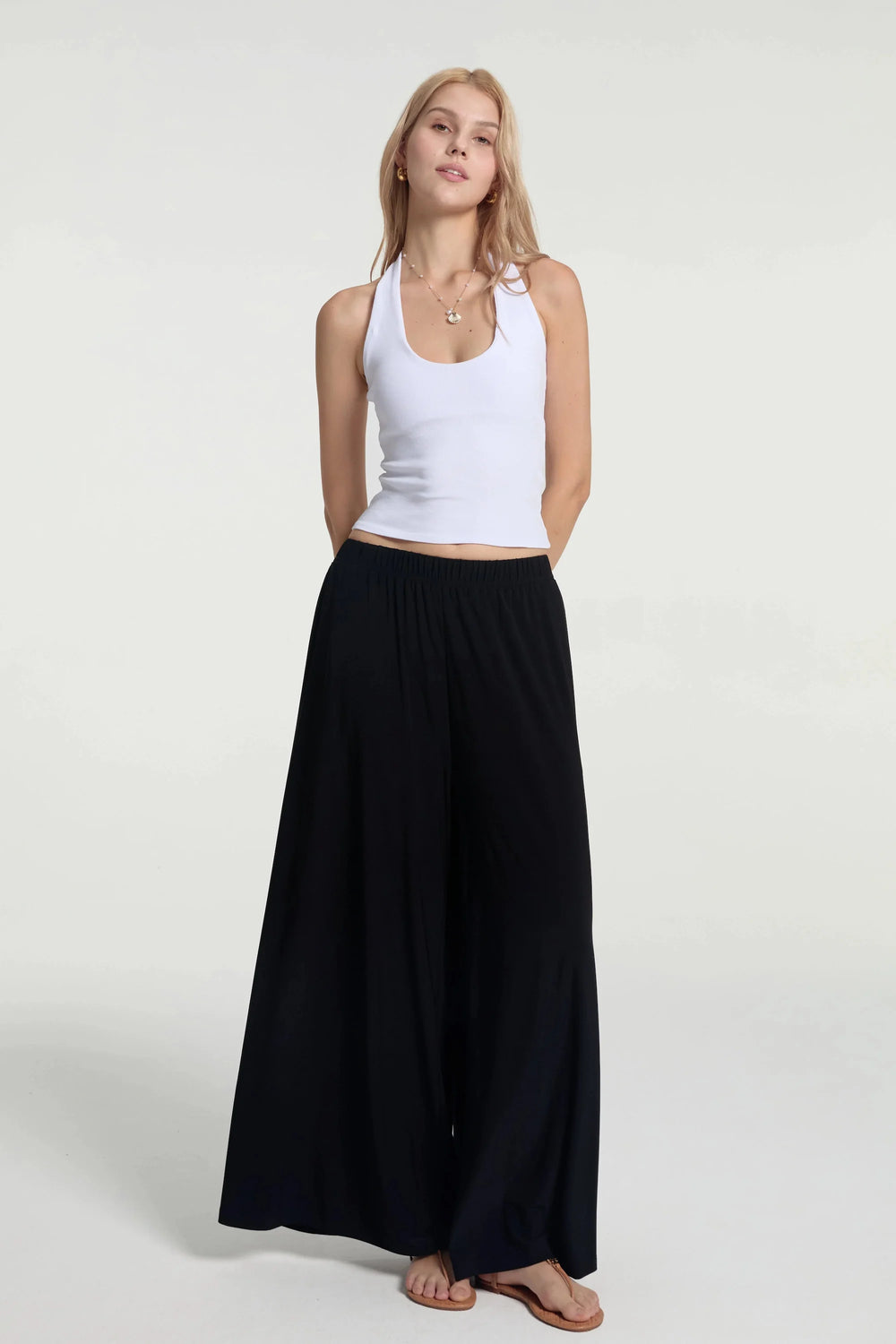 Women’s Fluid Wide-Leg Trousers - Jet Black