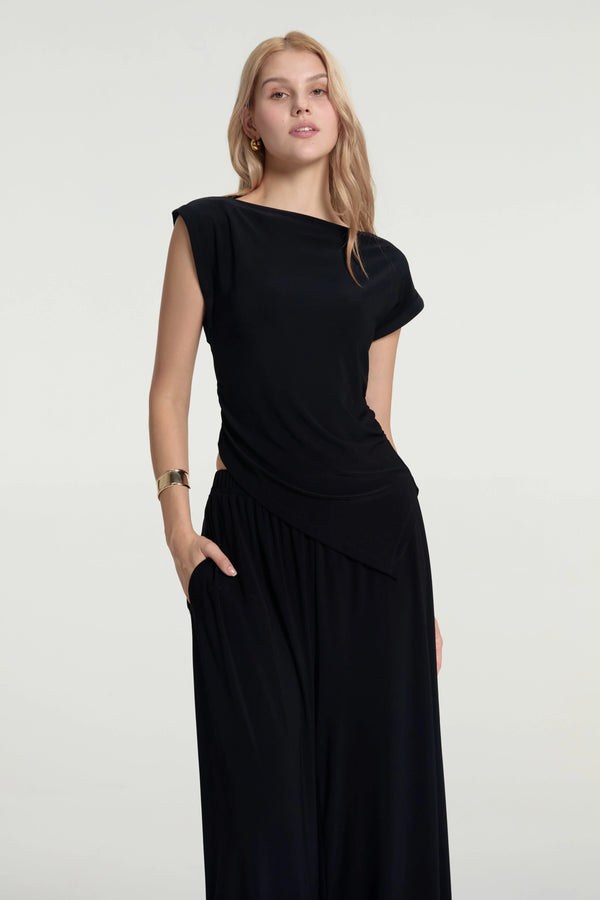 Women’s Asymmetrical Draped Top - FAMILYWEAR