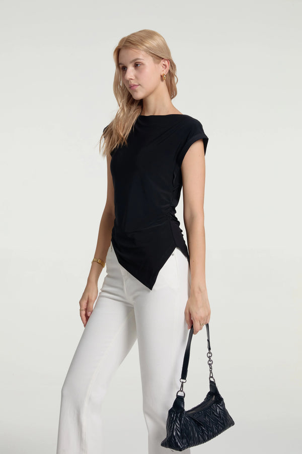 Women’s Asymmetrical Draped Top - FAMILYWEAR