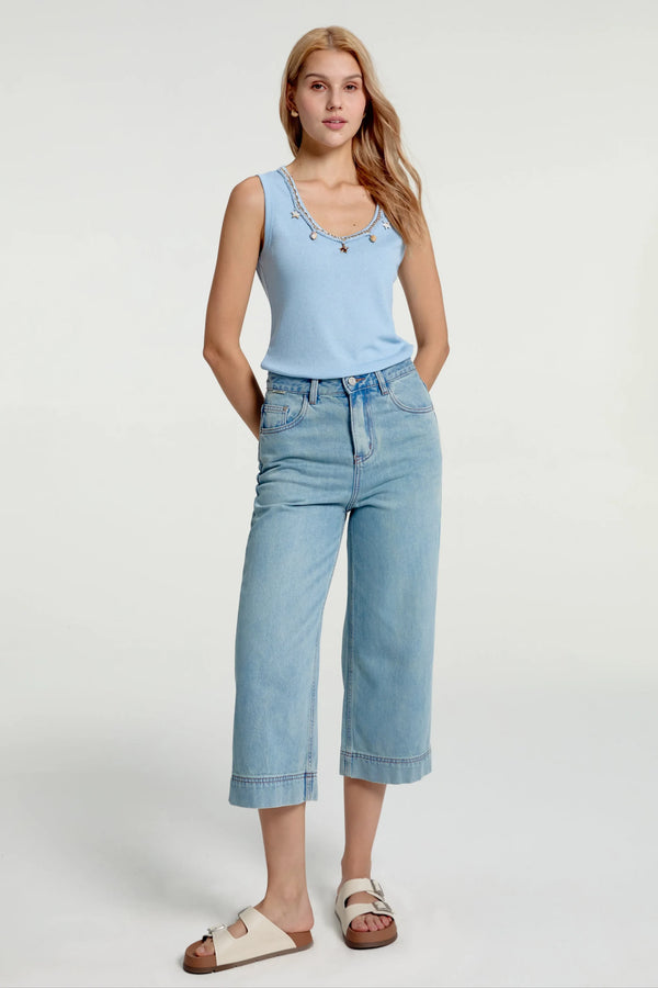 Women’s Cropped Wide-Leg Jeans - Morning Sky