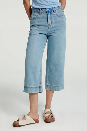 Women’s Cropped Wide-Leg Jeans - Morning Sky