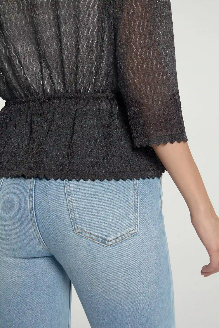 Women’s Textured Peplum Cardigan - Shadow Black