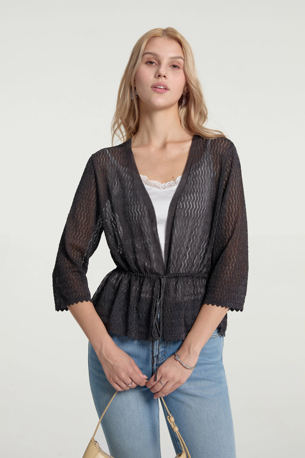 Women’s Textured Peplum Tie-Front - FAMILYWEAR