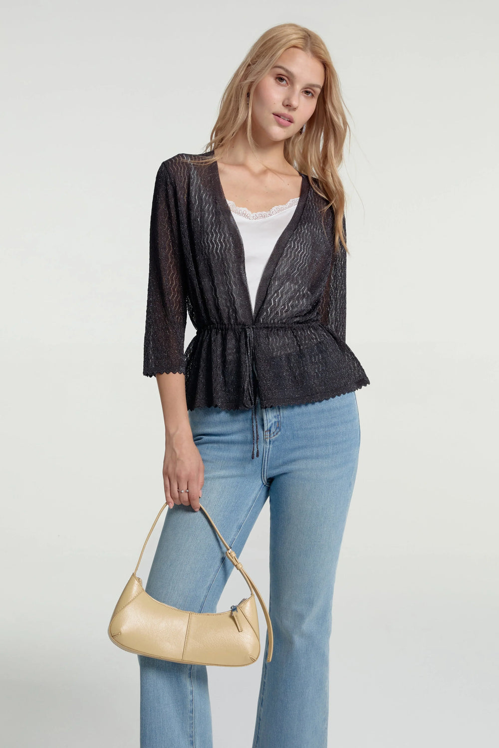 Women’s Textured Peplum Tie-Front - FAMILYWEAR