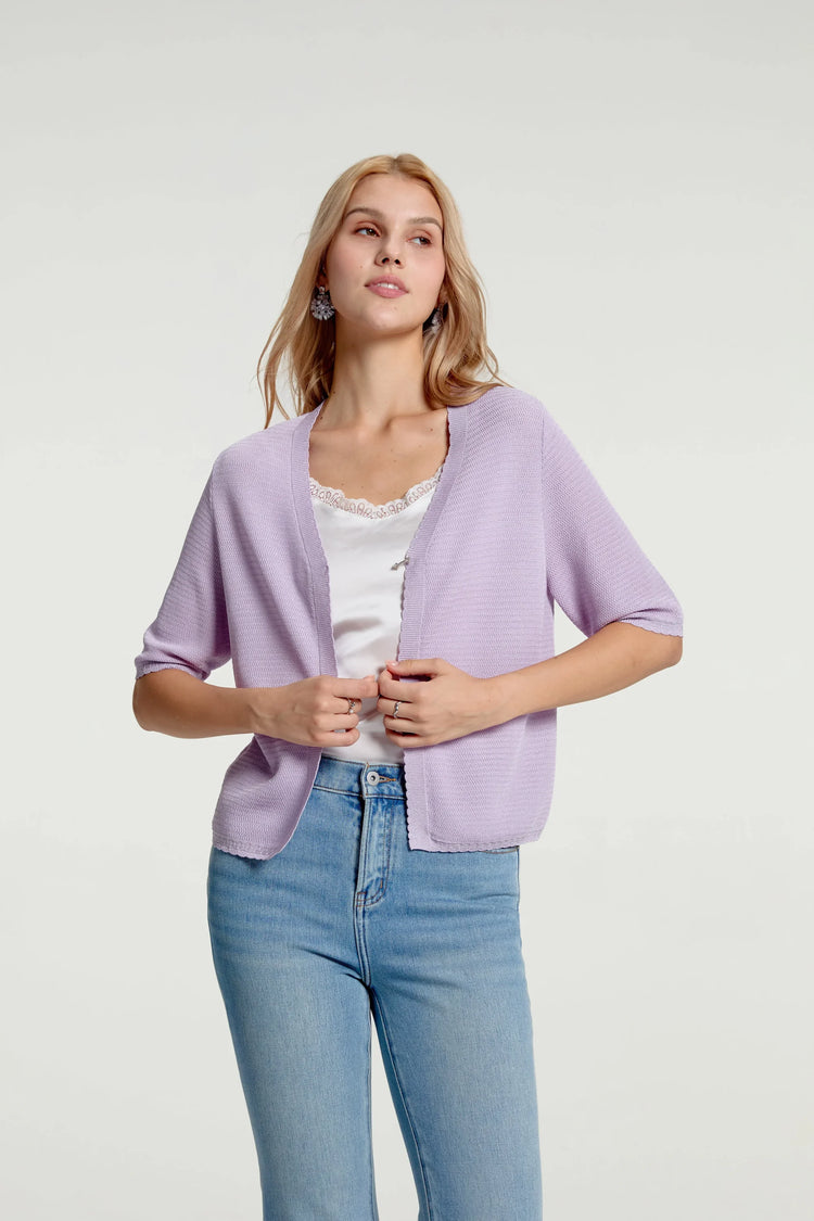Women’s Soft Knit Hook-Front Cardigan - Lilac Frost