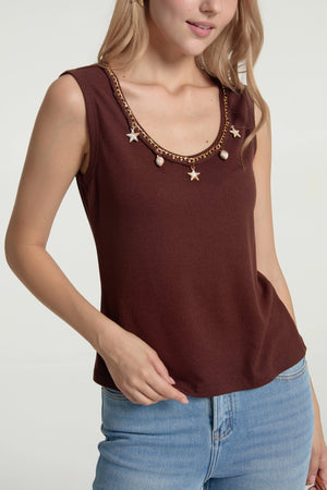 Women’s Charm-Embellished Knit Tank - FAMILYWEAR