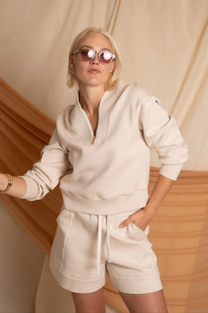Women’s Luxe Half-Zip Pullover - Oatmilk