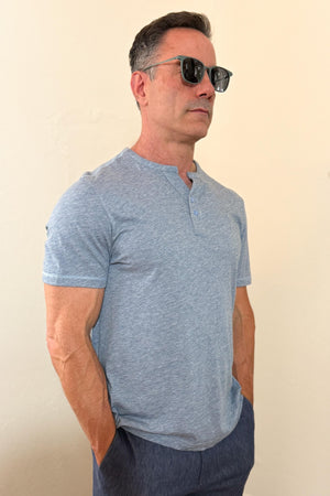 Men’s Modern Knit Henley Tee - Steel Blue