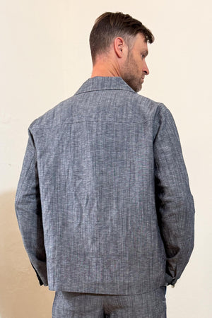 Men’s Linen-Blend Safari Jacket - Heather Grey