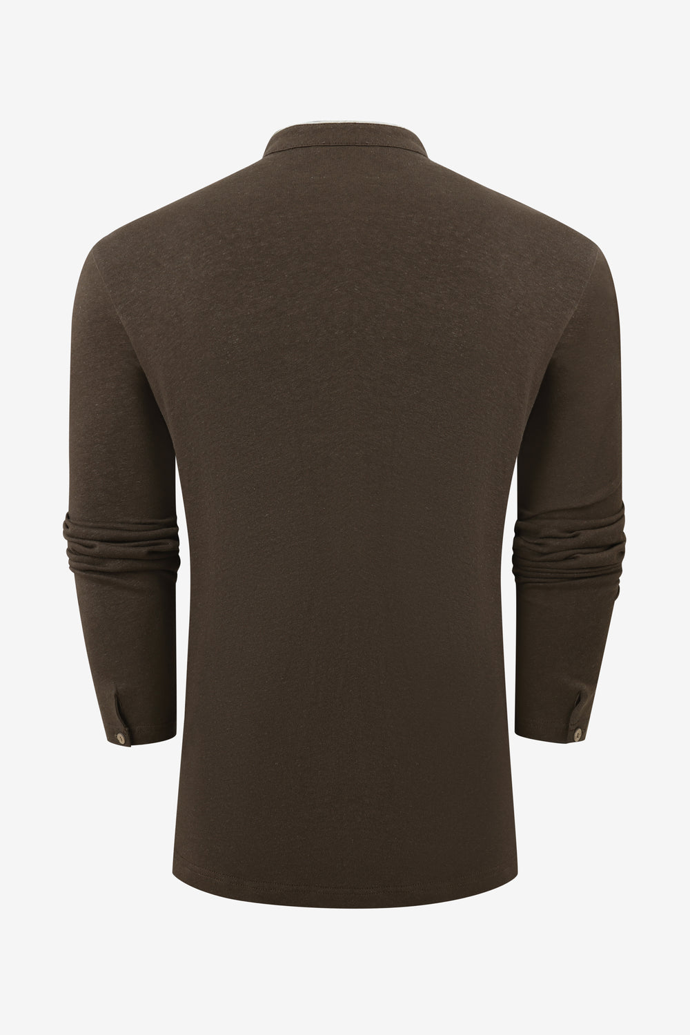 Men’s Cotton Linen Button-Neck Henley - Espresso