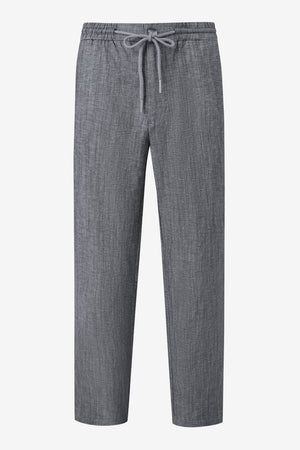 Men’s Linen-Blend Drawstring Trousers - Heather Grey