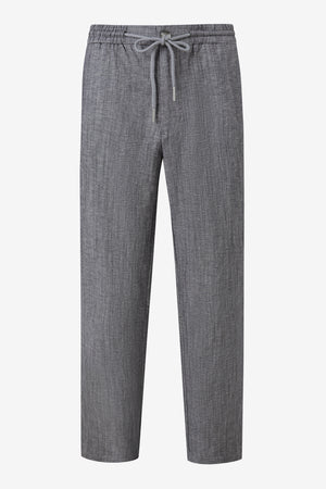Men’s Linen-Blend Drawstring Trousers - Heather Grey