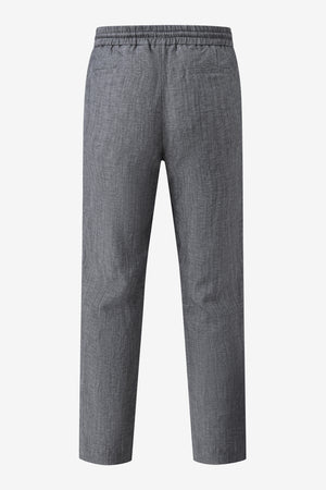 Men’s Linen-Blend Drawstring Trousers - Heather Grey