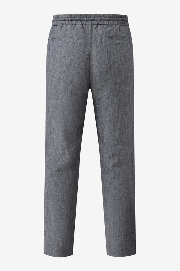 Men’s Linen-Blend Drawstring Trousers - Heather Grey