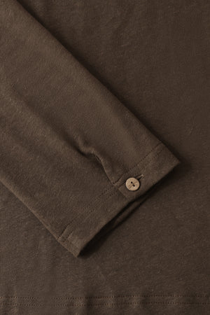 Men’s Cotton Linen Button-Neck Henley - Espresso