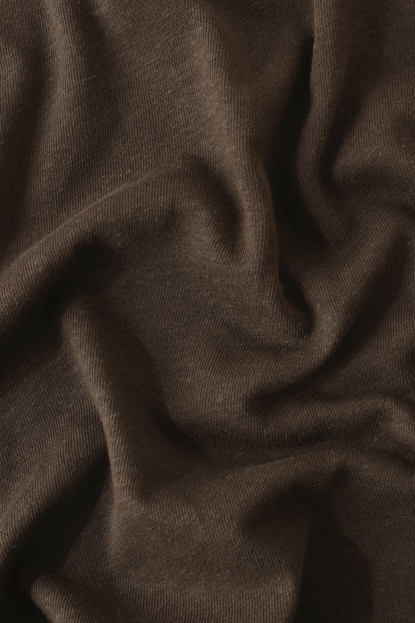 Men’s Cotton Linen Button-Neck Henley - Espresso
