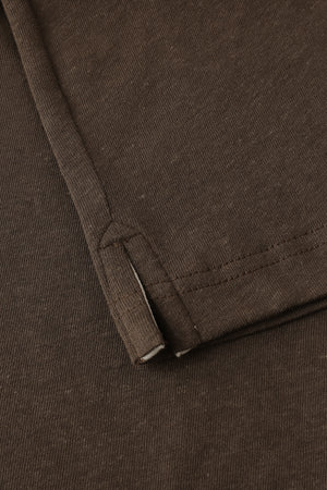 Men’s Cotton Linen Button-Neck Henley - Espresso