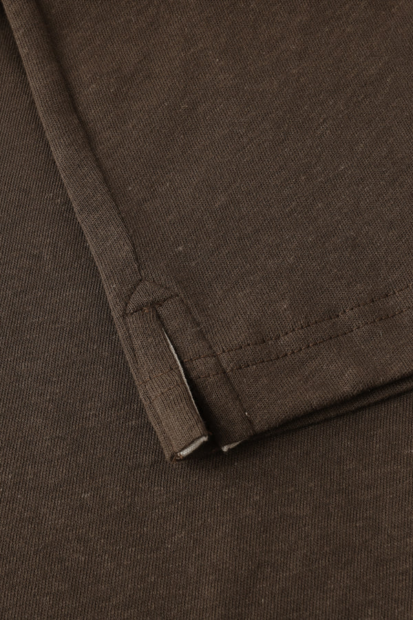 Men’s Cotton Linen Button-Neck Henley - Espresso