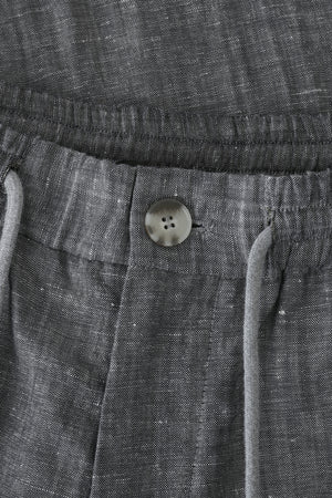 Men’s Linen-Blend Drawstring Trousers - Heather Grey