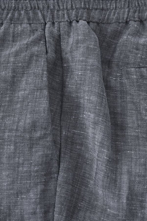 Men’s Linen-Blend Drawstring Trousers - Heather Grey