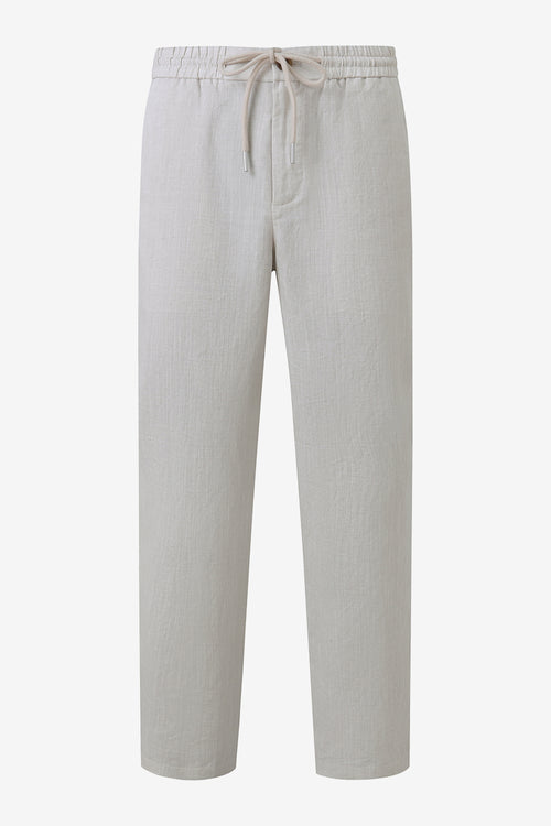 Men’s Linen-Blend Drawstring Trousers - Driftwood Beige