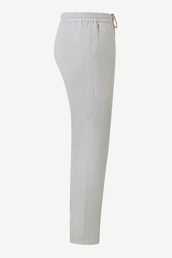 Men’s Linen-Blend Drawstring Trousers - Driftwood Beige