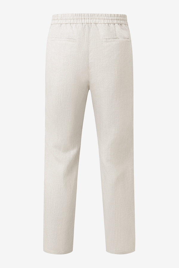 Men’s Linen-Blend Drawstring Trousers - Driftwood Beige